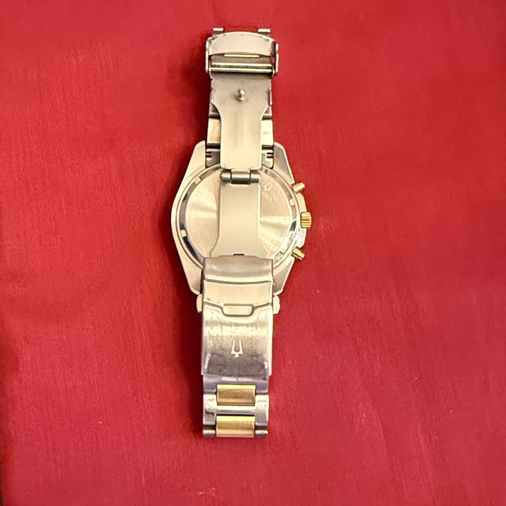 Bulova Gold and Blue Chronograph Bracelet Watch - Picture 6 of 11